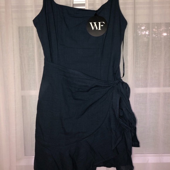 navy blue wrap dress - Picture 2 of 4